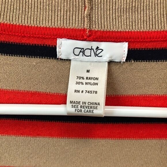 Cache V Neck Stripe Button Up Cardigan Sweater - Picture 2 of 12